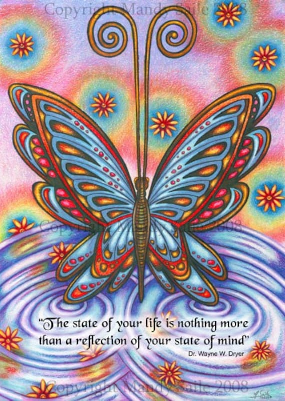State Of Mind - BUTTERFLY ART PRINT - 8 x 10 - by Mandy Saile - Inspirational, Spring, Childrens Art