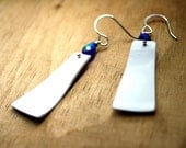 White vinyl record and blue raindrop earrings