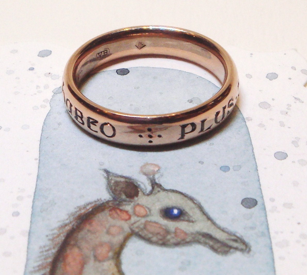 Rose Gold ring engraved with The more I give to thee the more I have, size 7 3/4