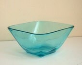vintage blue glass bowl