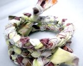 Memory Bracelet - Braided Fabric in lemon lime, white and purples - PersimonDreams