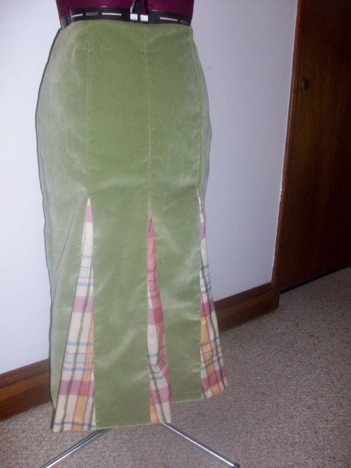 SALE Green Velvet skirt W32 OOAK