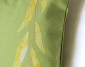 WILLOW Pillow with hand dyed silk chiffon leaves