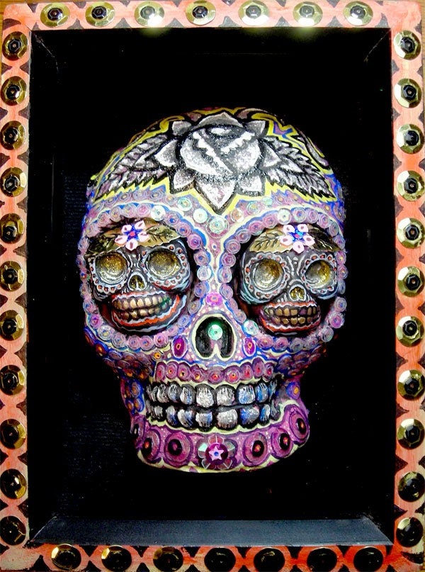 Dia De Los Muertos Sugar Skull PRINT 241 Reproduction from Sculpture