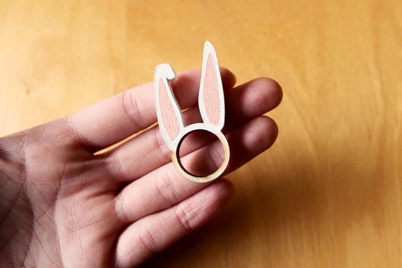 Bunny Rabbit Ears Ring Wooden