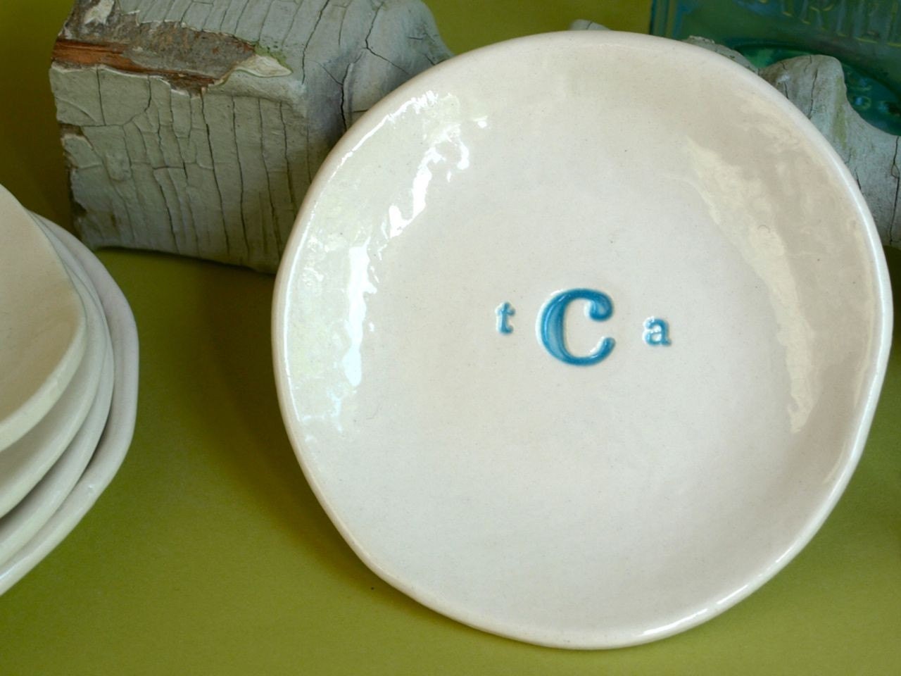 Monogramed Small Round Dish