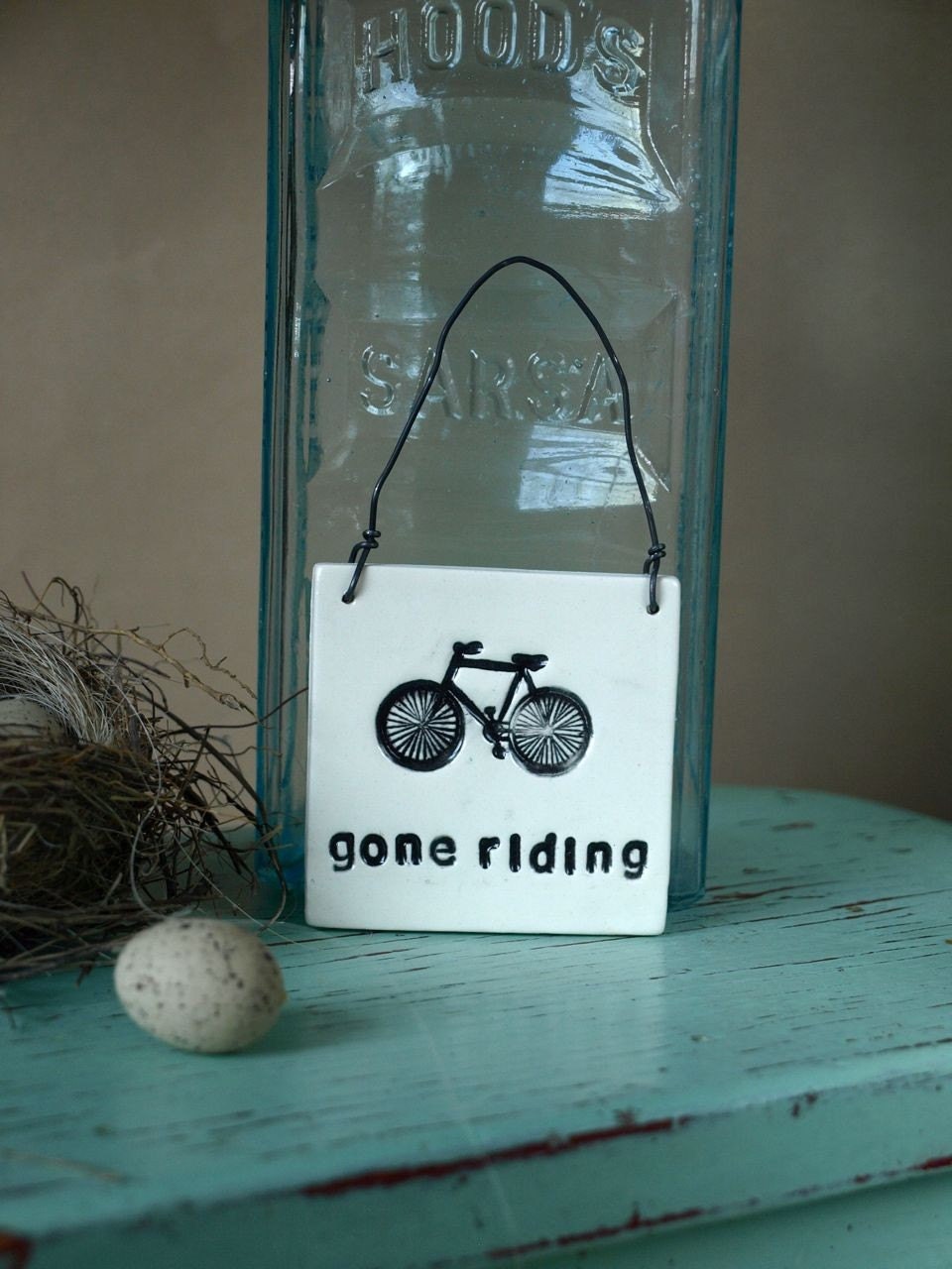 Ceramic Gone Riding Sign