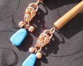 copper and turquoise byzantine hair sticks