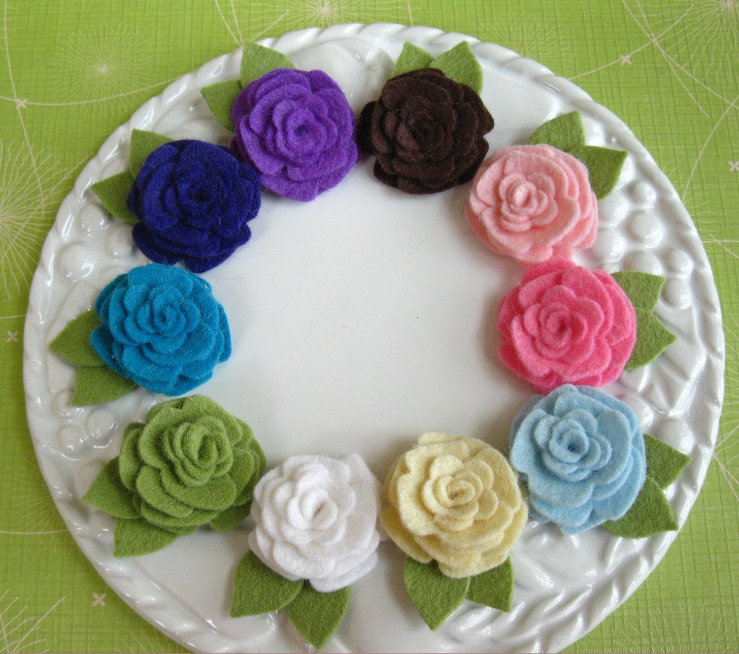 Tiny Felt Flower Headband . Sunny Smiles . Elastic Headband With Wool Blend Felt Flower In Cream