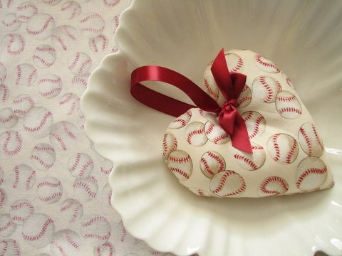 Handmade Fabric Heart Ornament - Let's play ball