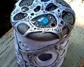 Lidded Jar Vase Polymer Clay and Glass Granite Moonscape