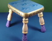 Blue Thinking Tuffet / Wooden Stool