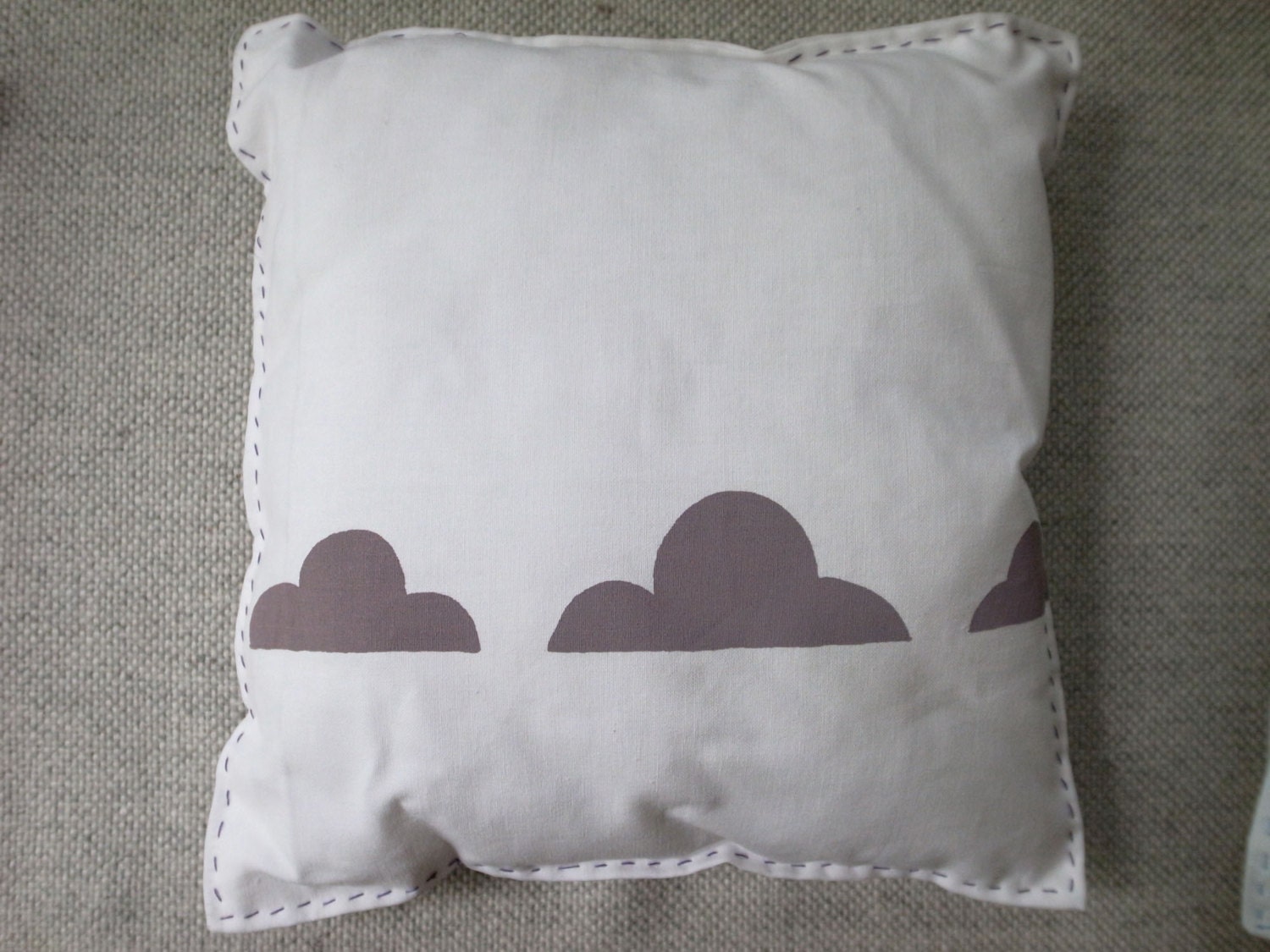 little pillow: WHITE with PURPLE CLOUDS