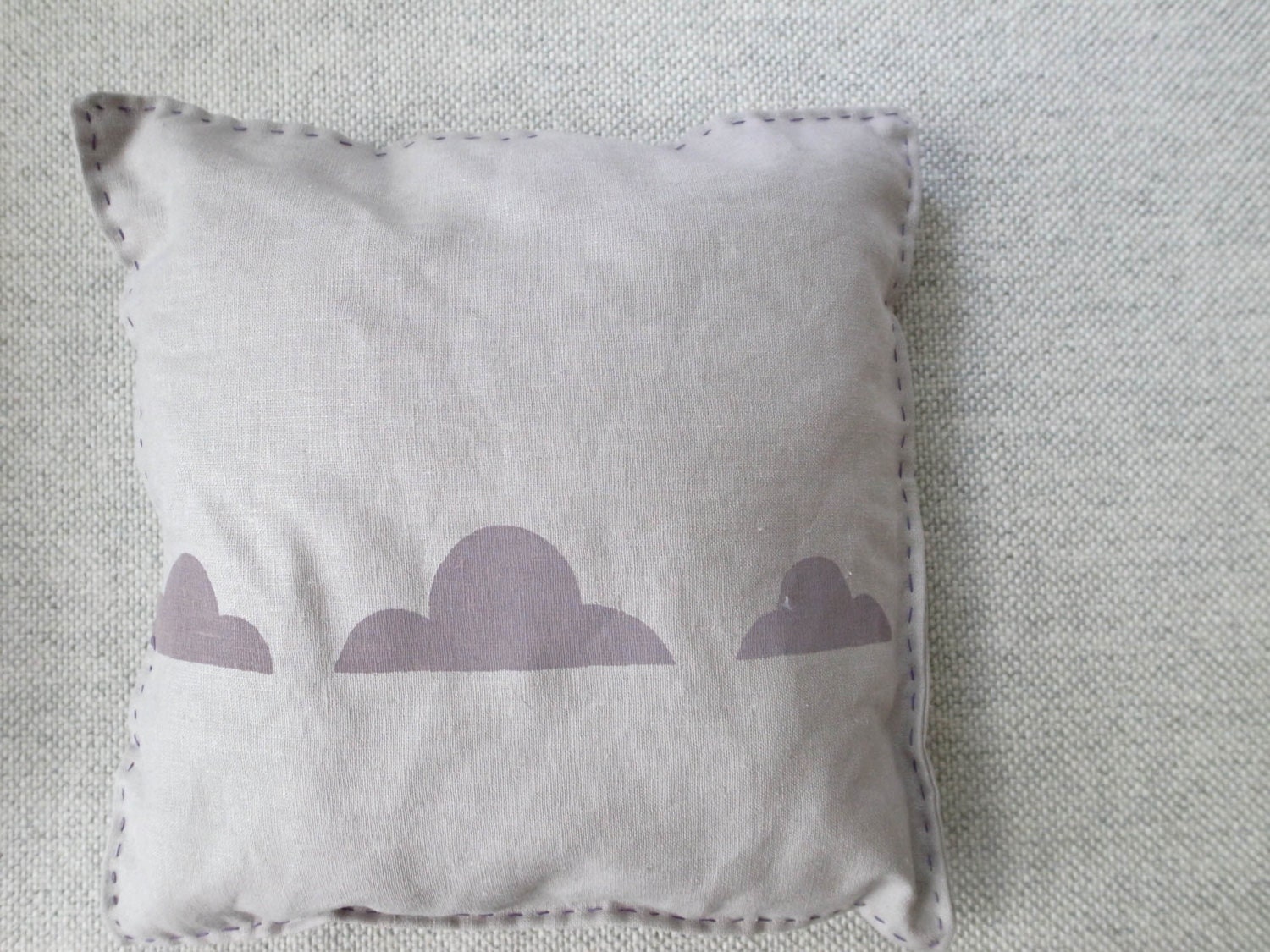 little pillow: GREY with PURPLE CLOUDS