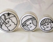 Home Decor Hand Embroidery Flapper Girls  Black and White Stainless Steel
