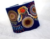 Fabric Bracelet Cuff Hand Embroidery Spinning Discs Fiesta Wrist Textile Cuff