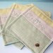 Hand Embroidery Fabric Textile Coasters Yellow Mint Lemon and Lime Summer Fun Linen Embroidered