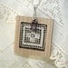 Wood Fiber Mixed Media Necklace Vintage lace and purple faceted glass