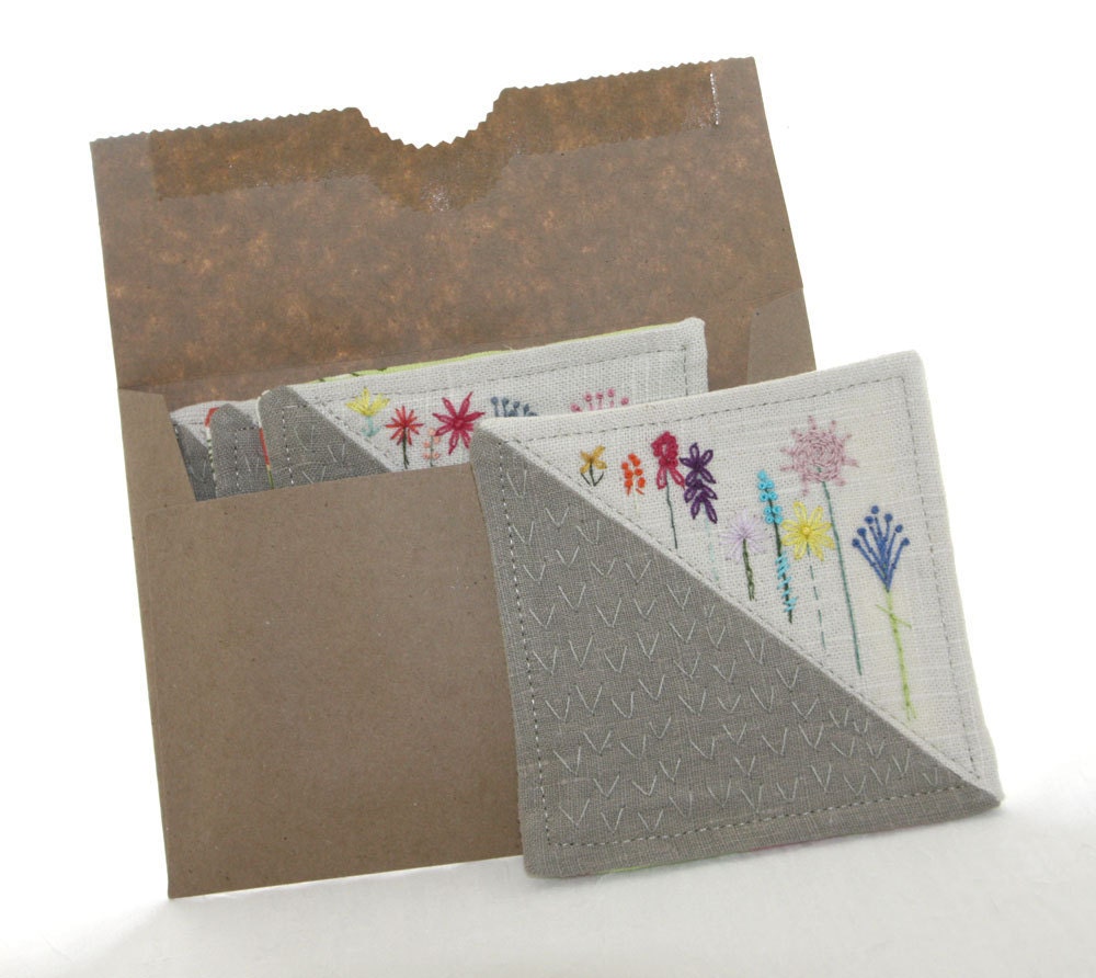 Coaster Textile Fabric Hand Embroidery  how does your garden grow