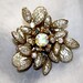 Vintage 50s Bride Hollywood Regency Faux Pearl and Aurora Borealis Rhinestones Brooch
