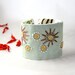 Hand Embroidery Textile Fabric Cuff Bracelet Mint Daisies Embroidery Linen Cuff Etsy