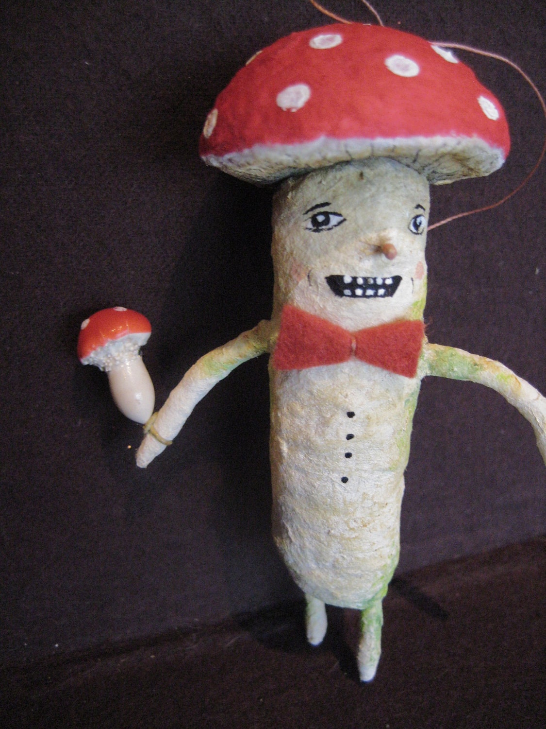 Woodland Mushroom Man Spun cotton ornament by Maria Pahls