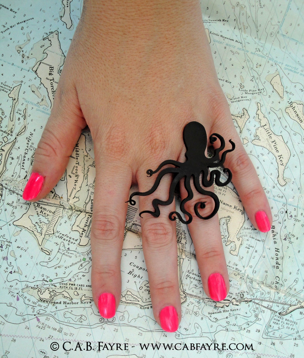 An Octopus Love Affair Ring - Laser Cut Acrylic (C.A.B. Fayre Original Design)