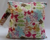 Wet Bag-Large Waterproof Wet Bag- 12.5 x 12.5- Snap Handle- Butterfly Garden
