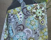 Nursing Cover- Star Flower- Gray-Brown-Green- Aqua