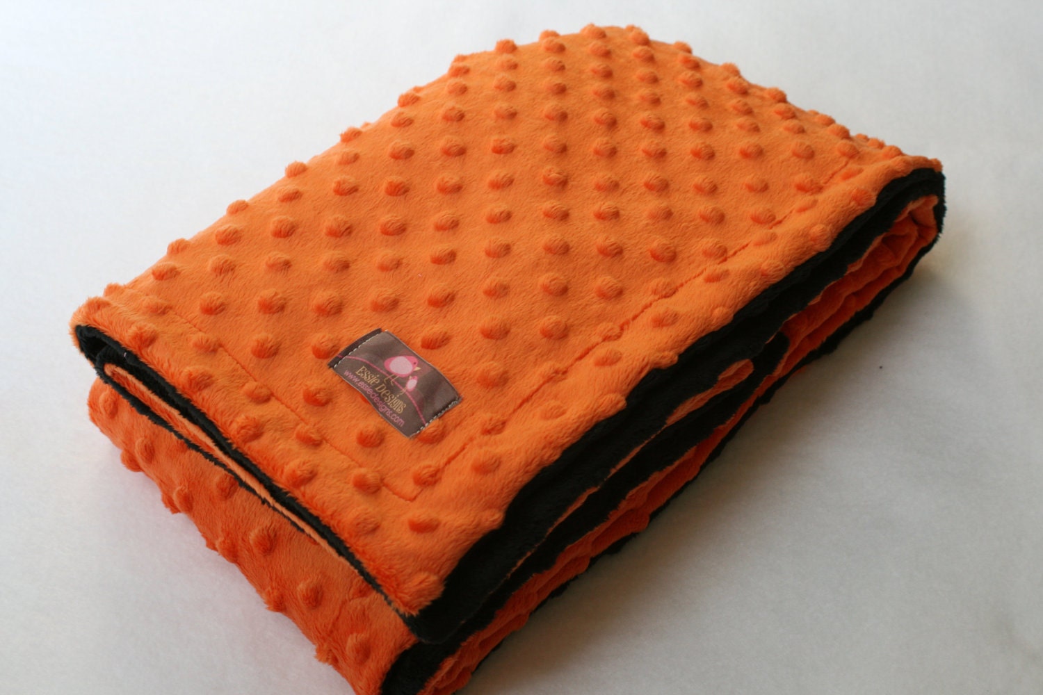 Minky Blanket- Halloween Orange and Black 35 x 30