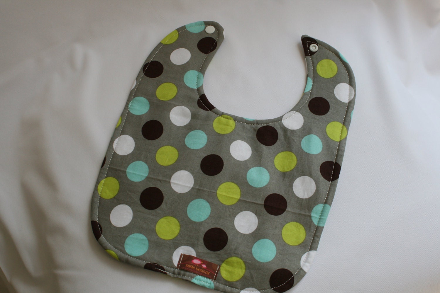 Baby Bib  Gray Dot 10 x 12.5