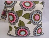 Wet Bag - Large Waterproof Wet Bag- 12.5 x 12.5- Snap Handle and Zipper- Lacey Flower
