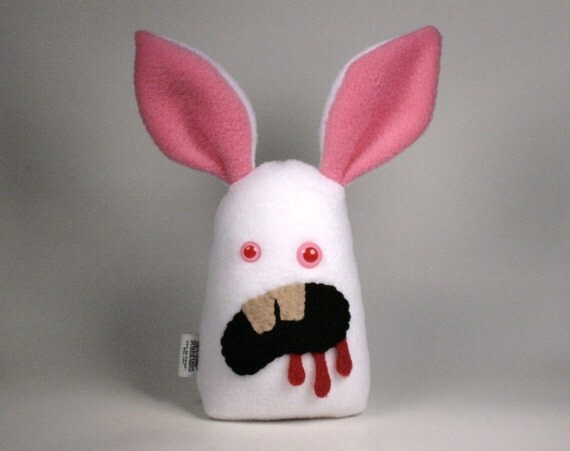 Stuffed Killer Rabbit Albino Bunny Plush READY TO SHIP