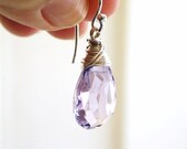 Wedding Jewelry Bridal Earrings AAA Pink Amethyst Gemstone Faceted Teardrop Briolette Sterling Silver Dangle Earrings - GemE4B