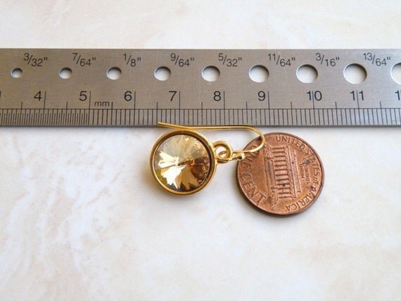 Bridal Earrings Swarovski Champagne Golden Rivoli Gold Bella E16GSGold Bridesmaid Jewelry Wedding Jewelry