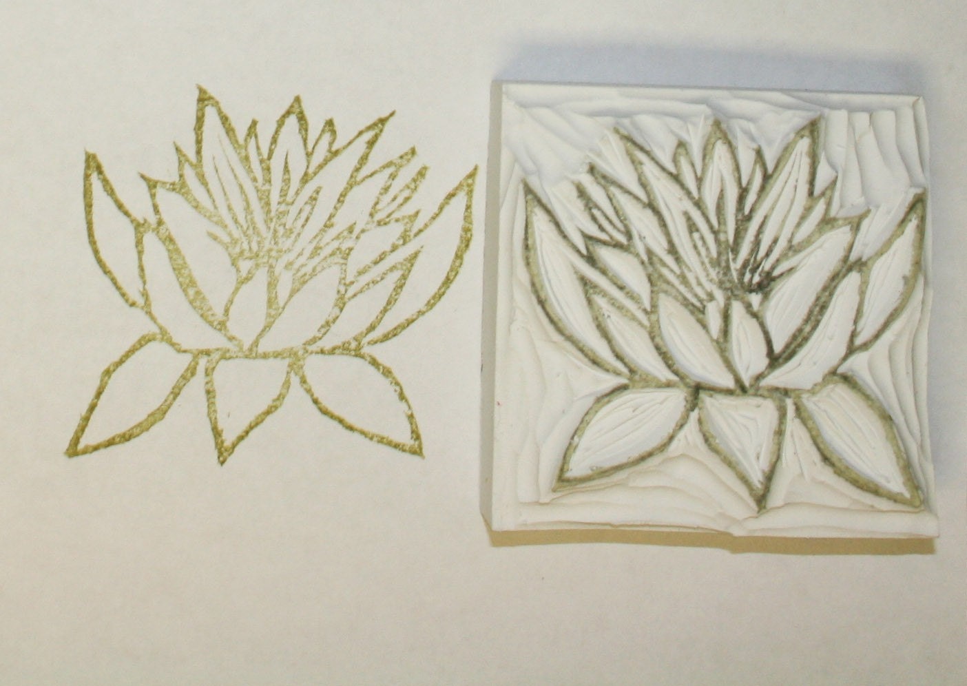Lotus Hand carved stamp Lily type flower