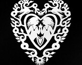 Loving Friends - Hand cut hanging kirigami heart