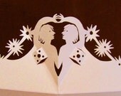 Peachy Starstruck Couple - Hand Cut Kirigami Keepsake Card