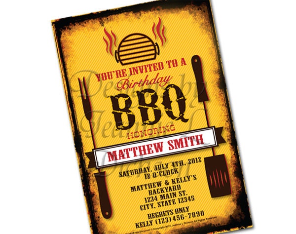 BBQ, Personalized invitation - uPrint Digital file