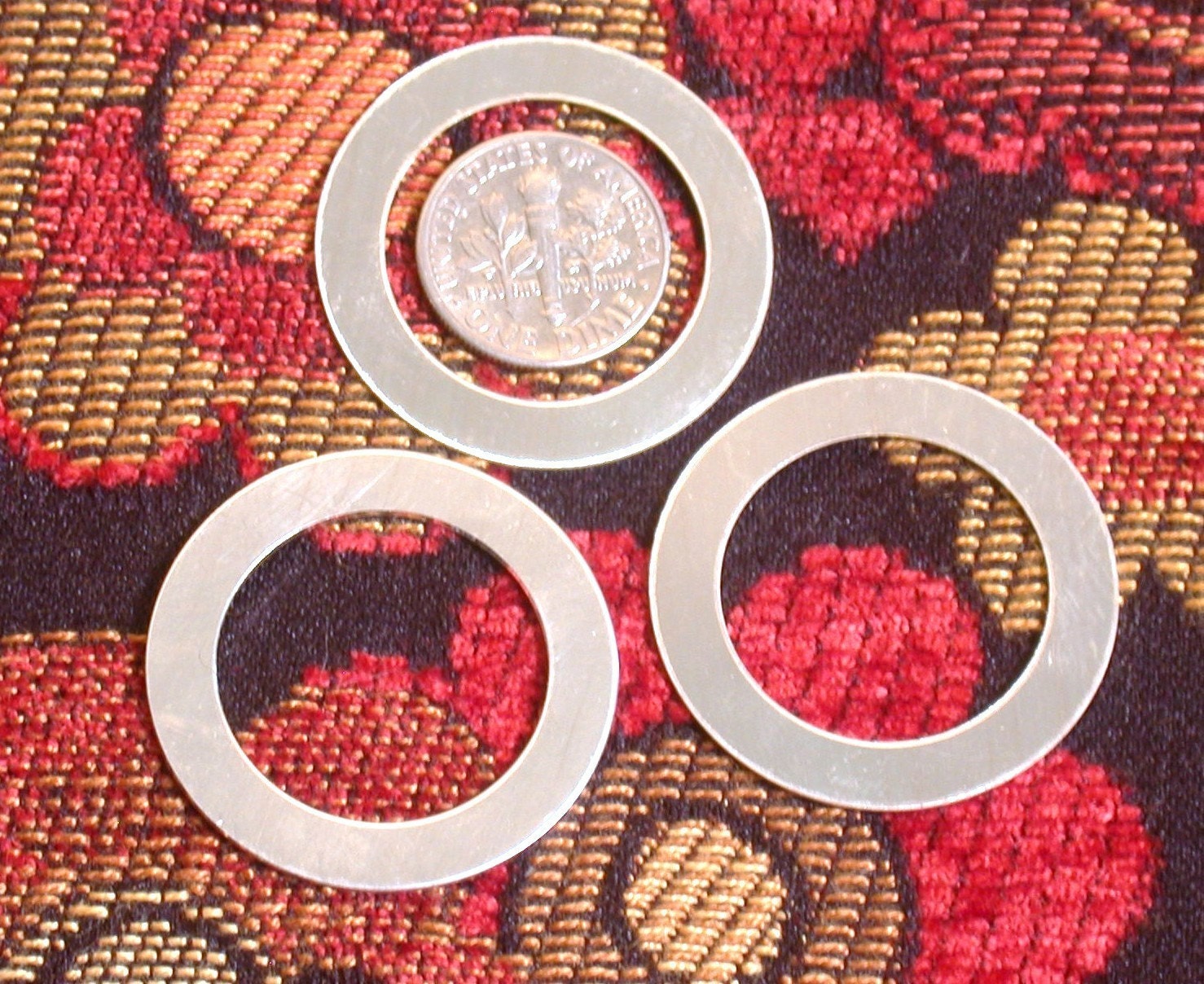 3 Big Sterling washers 22 gauge 1 1/4 inch 32 mm with 1/8 stamp rim