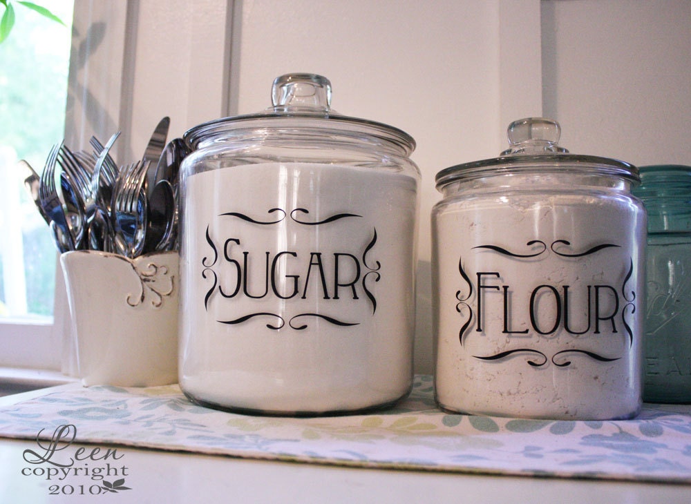 Jar or Canister Vinyl Tags for Home Organization Set of Five