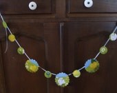 Paper Garland Spring Bunnies Peeps Polka Dots Sky Blue Over 4 Feet long Free U.S. Shipping