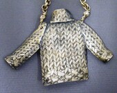 fine silver sweater pendant on sterling silver chain