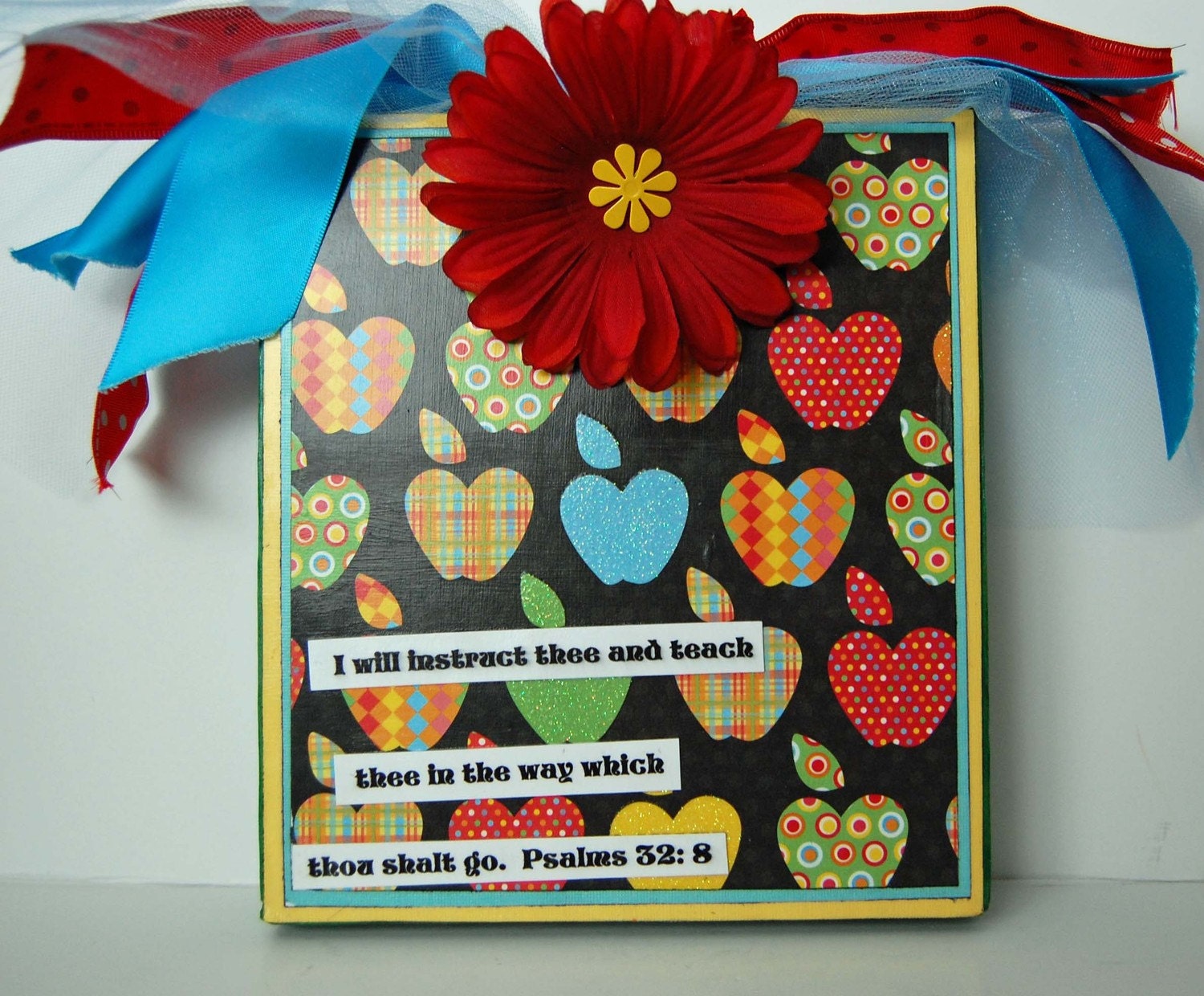 Apples for School Altered Message block and Picture Frame Note holder