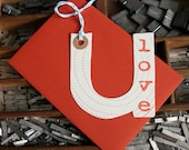 letterpress love u card die cut