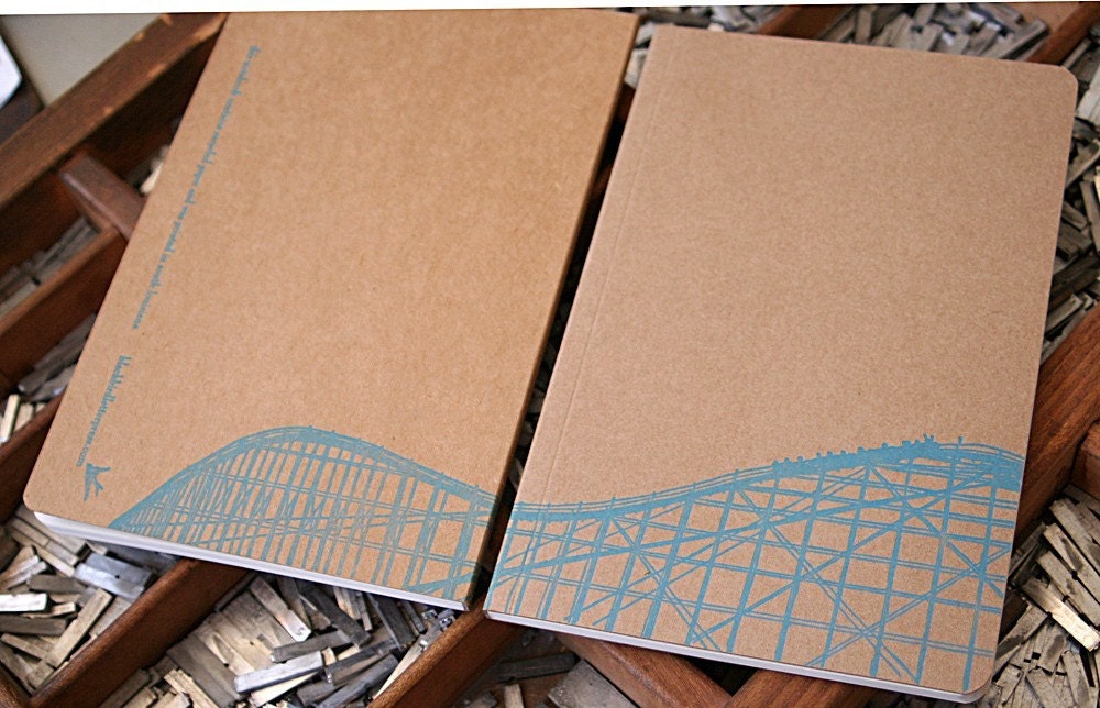 letterpress notebook rollercoaster