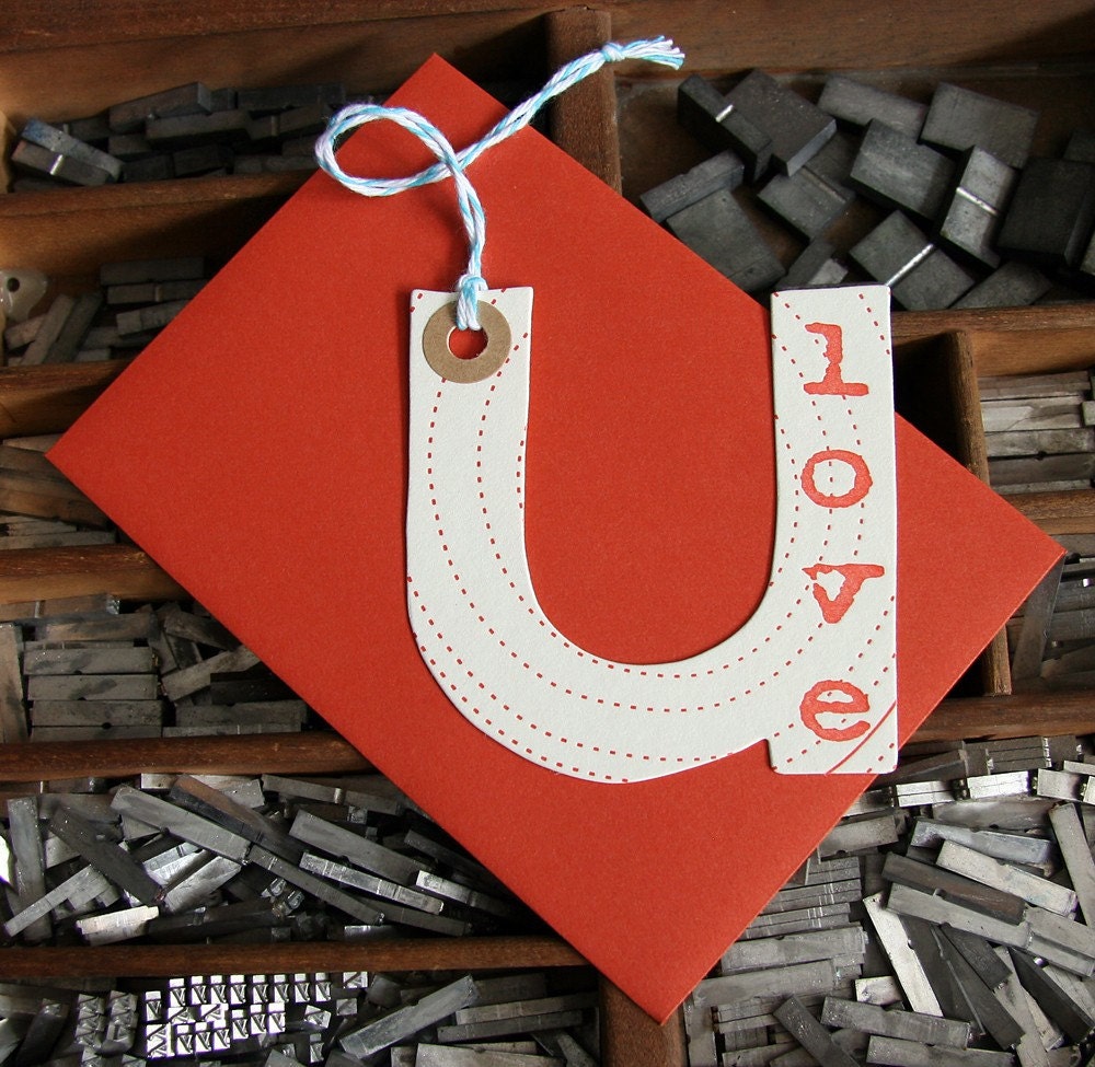 letterpress love u card die cut