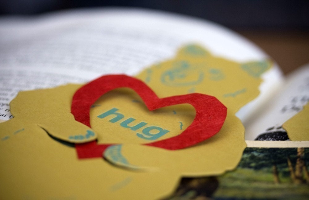letterpress Bear Hug card diecut Grizzly