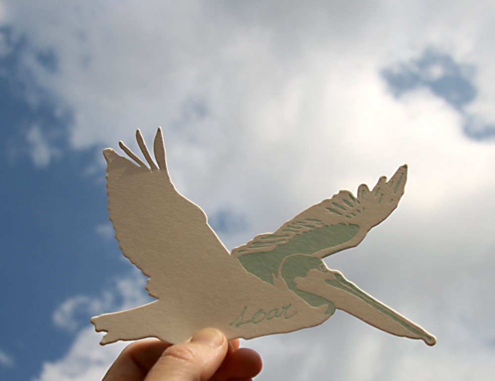 letterpress pelican card die cut