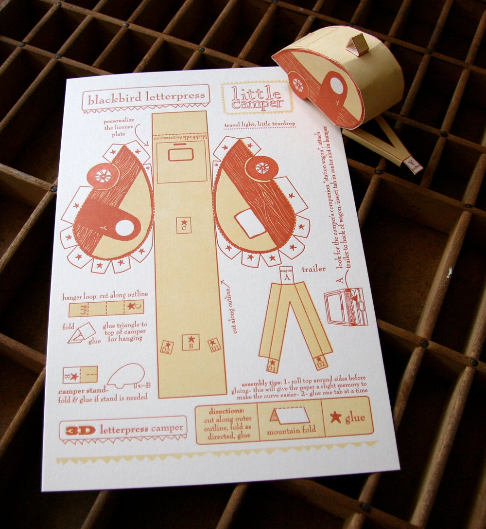 letterpress card DIY teardrop camper